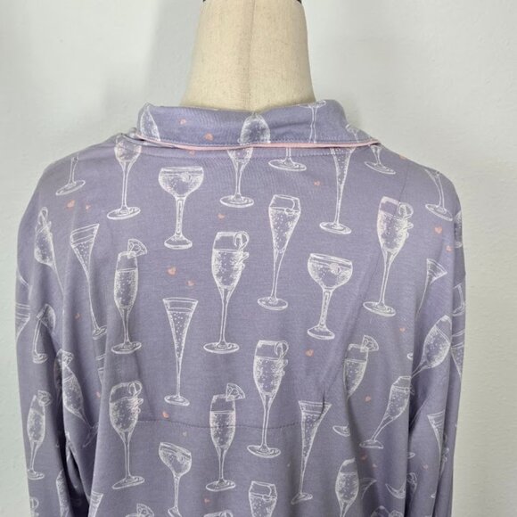 PJ SALVAGE champagne glasses collar top pajamas Sz L - Picture 5 of 8
